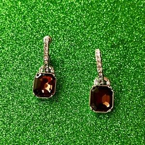 Smokey faux Brown quartz silver rhineston